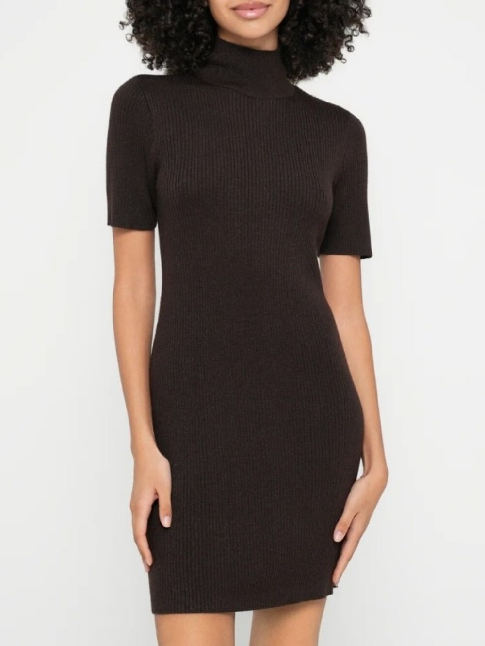Calvin Klein Jeans Womens Black Ribbed Knit Mini Sweater Dress Back Zip Cotton S